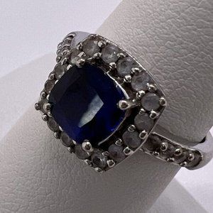925 STERLING SILVER RING WITH SPINEL & BERYL  SIZE 6.5